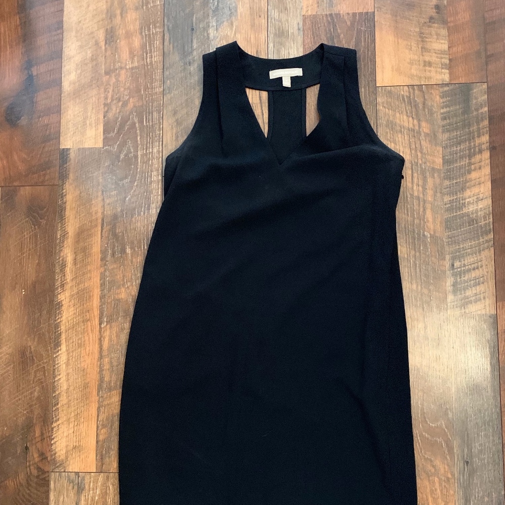V-neck black mini dress